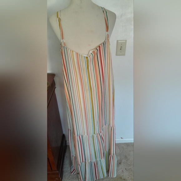Multicolor stripped maxi chiffon dress size L - Picture 6 of 14